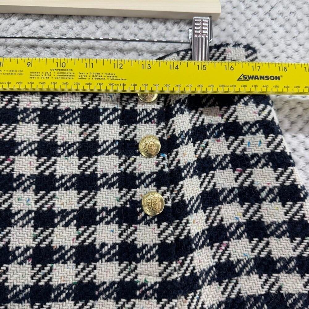 Talbots Skirt Womens 12 Black White Checked Plaid Wool Tweed Pleated Academia - Picture 8 of 9